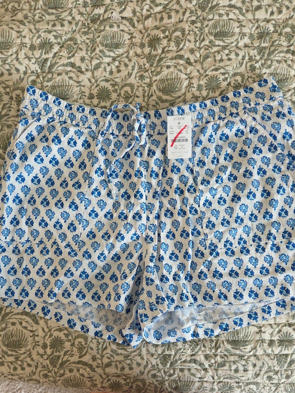 J. Crew White Shorts with Blue Floral Print